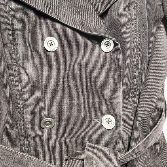 Michael‎ Michael Kors Jacket Womens Large Gray Belted Double Breasted Corduroy - Picture 5 of 12